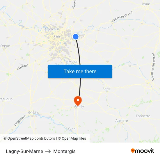 Lagny-Sur-Marne to Montargis map