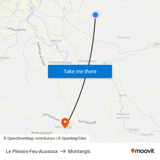 Le Plessis-Feu-Aussoux to Montargis map