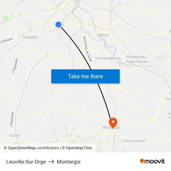 Leuville-Sur-Orge to Montargis map