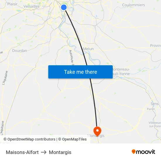 Maisons-Alfort to Montargis map