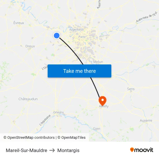 Mareil-Sur-Mauldre to Montargis map