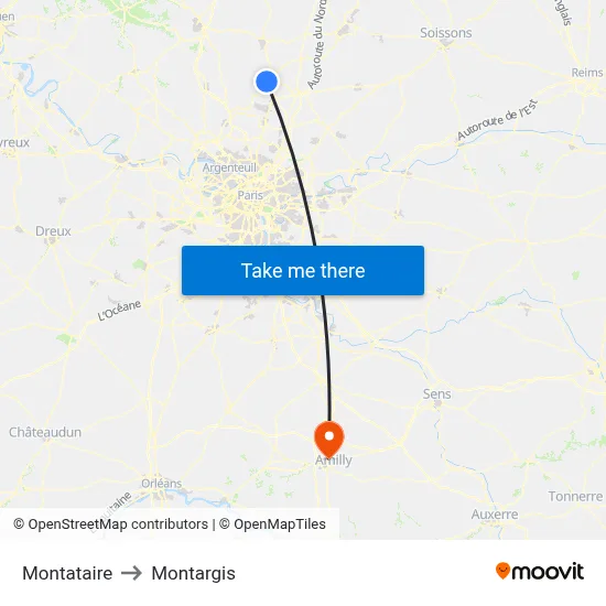 Montataire to Montargis map