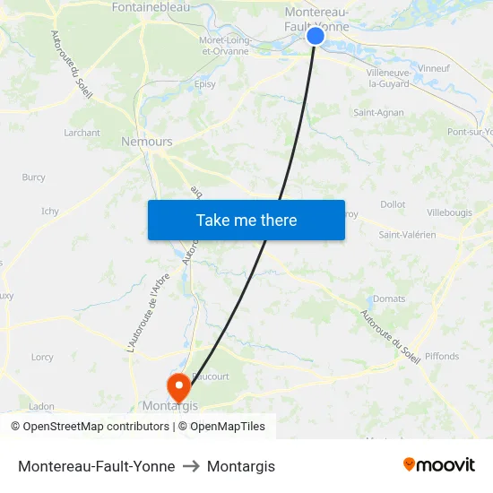 Montereau-Fault-Yonne to Montargis map