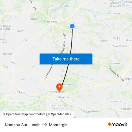 Nanteau-Sur-Lunain to Montargis map