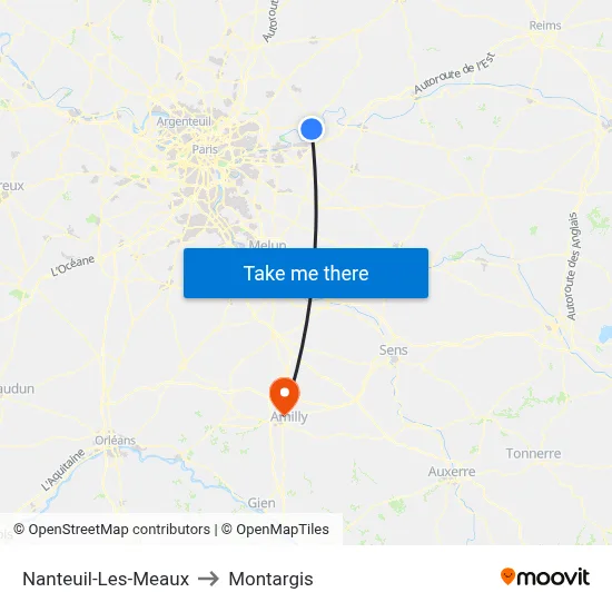 Nanteuil-Les-Meaux to Montargis map