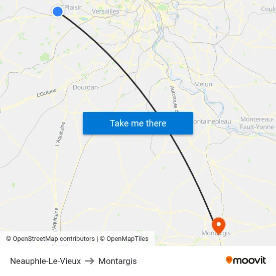 Neauphle-Le-Vieux to Montargis map