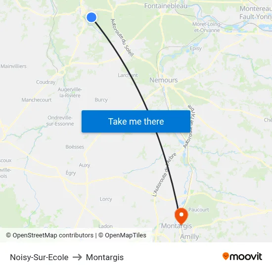 Noisy-Sur-Ecole to Montargis map