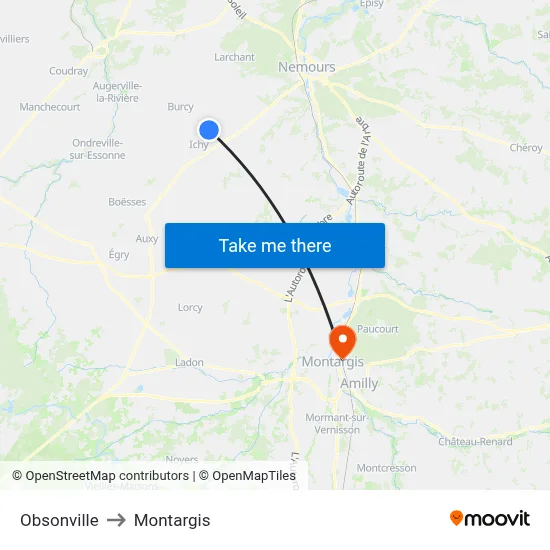 Obsonville to Montargis map