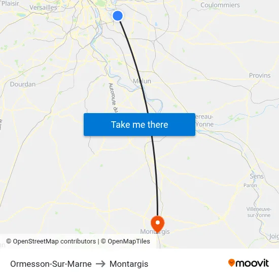 Ormesson-Sur-Marne to Montargis map