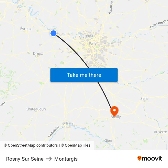 Rosny-Sur-Seine to Montargis map