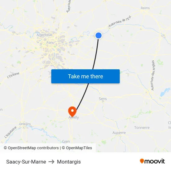 Saacy-Sur-Marne to Montargis map