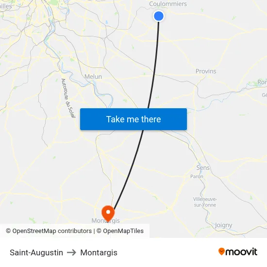 Saint-Augustin to Montargis map
