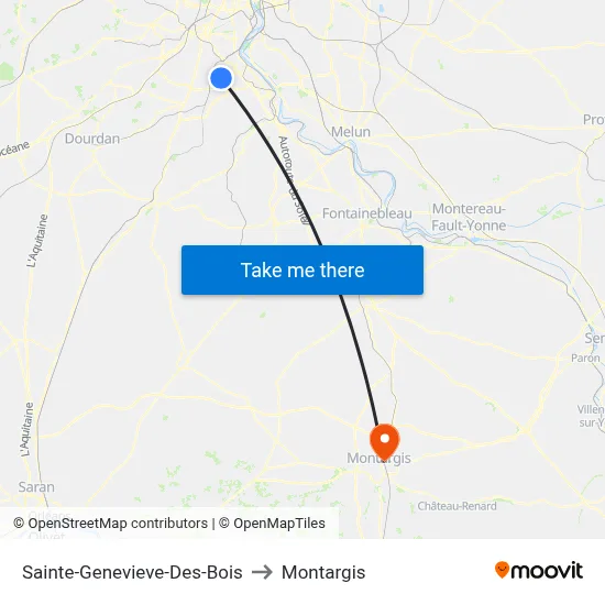 Sainte-Genevieve-Des-Bois to Montargis map