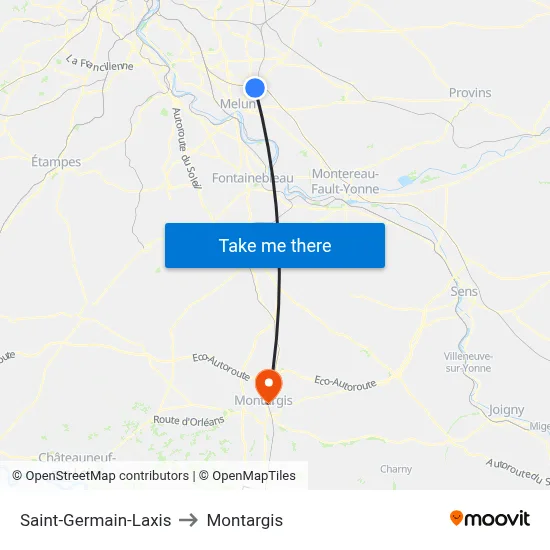 Saint-Germain-Laxis to Montargis map