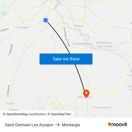 Saint-Germain-Les-Arpajon to Montargis map