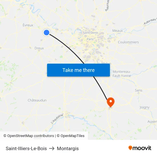 Saint-Illiers-Le-Bois to Montargis map