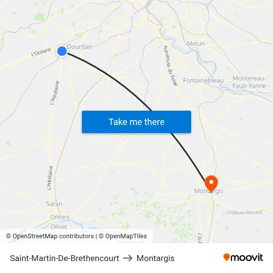 Saint-Martin-De-Brethencourt to Montargis map