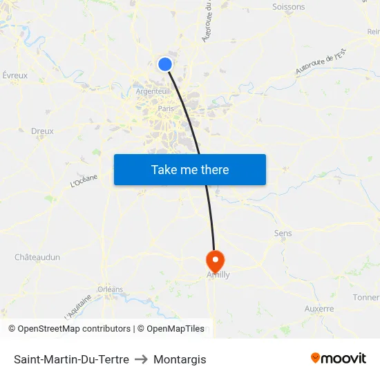 Saint-Martin-Du-Tertre to Montargis map