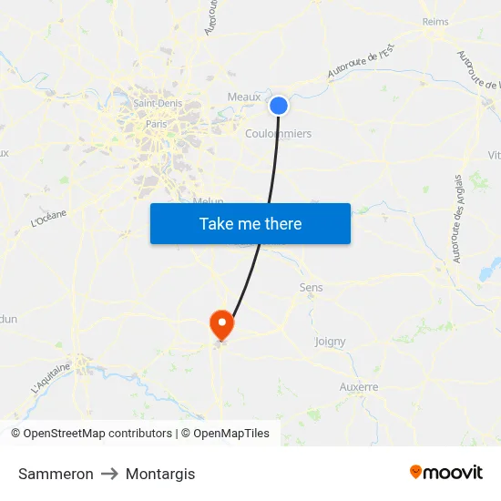 Sammeron to Montargis map