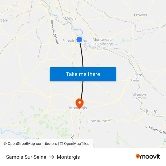 Samois-Sur-Seine to Montargis map