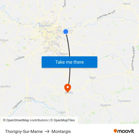 Thorigny-Sur-Marne to Montargis map