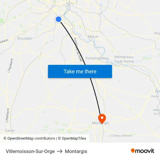 Villemoisson-Sur-Orge to Montargis map