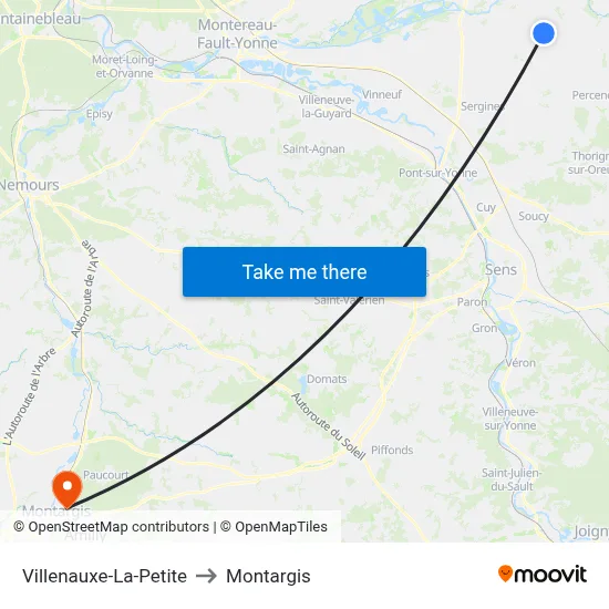 Villenauxe-La-Petite to Montargis map