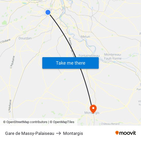 Gare de Massy-Palaiseau to Montargis map