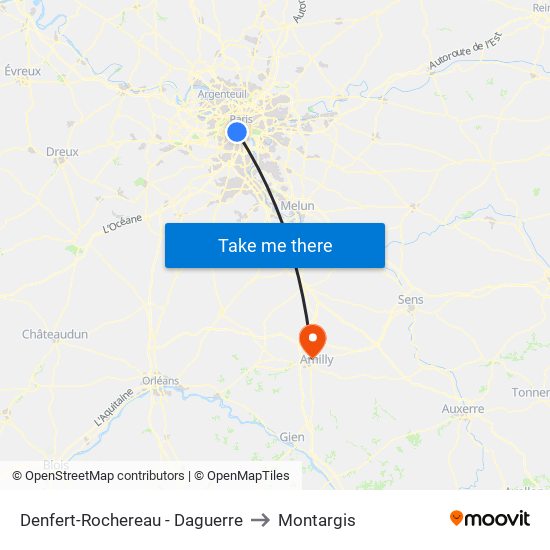 Denfert-Rochereau - Daguerre to Montargis map