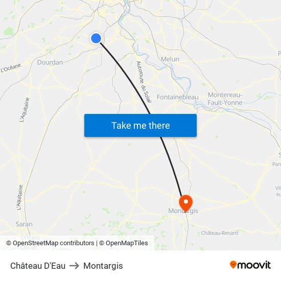 Château D'Eau to Montargis map