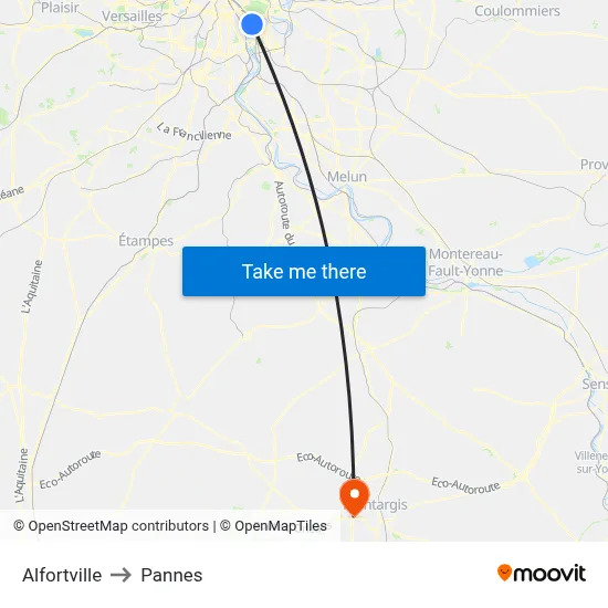 Alfortville to Pannes map