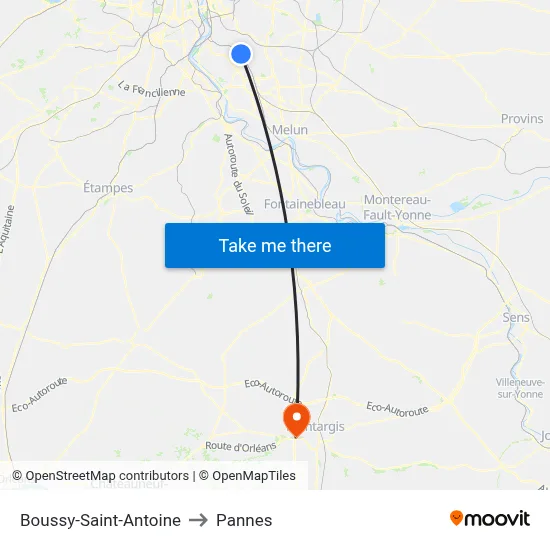 Boussy-Saint-Antoine to Pannes map