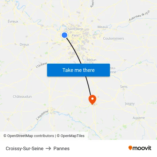 Croissy-Sur-Seine to Pannes map