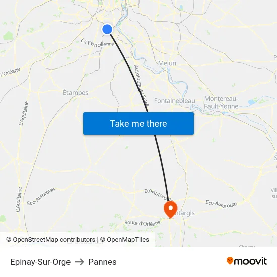 Epinay-Sur-Orge to Pannes map