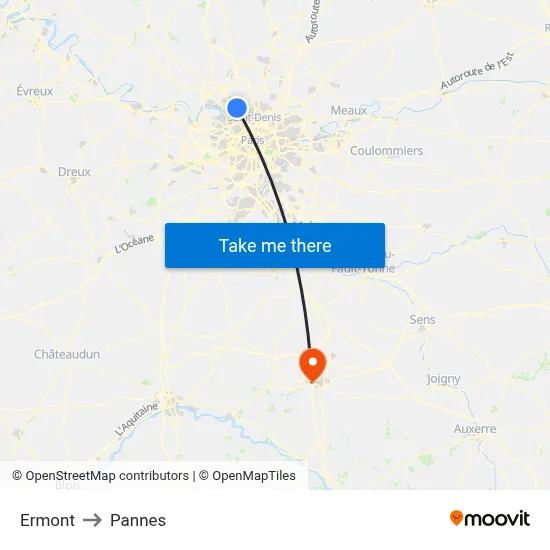 Ermont to Pannes map