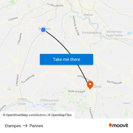 Etampes to Pannes map