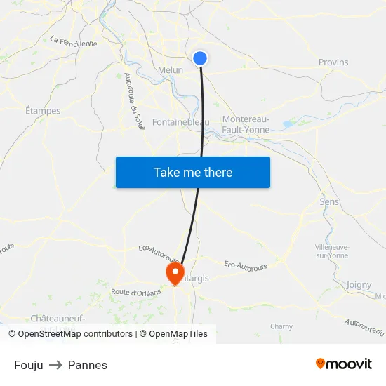 Fouju to Pannes map