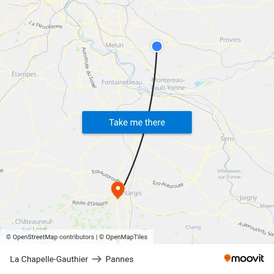 La Chapelle-Gauthier to Pannes map