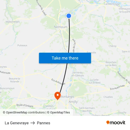 La Genevraye to Pannes map