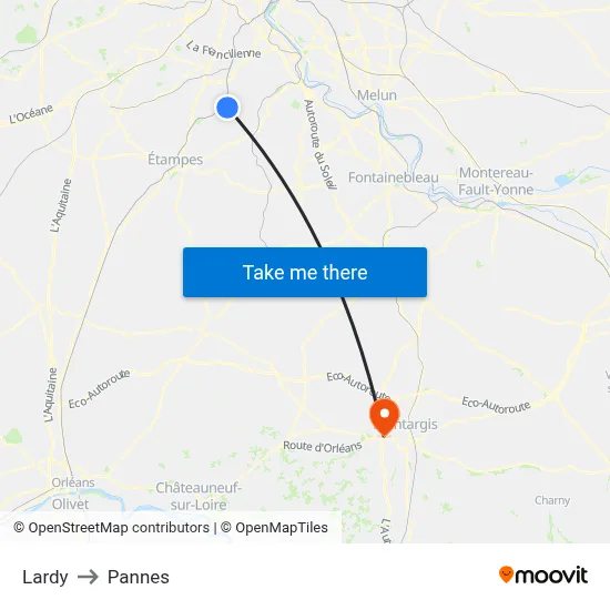 Lardy to Pannes map