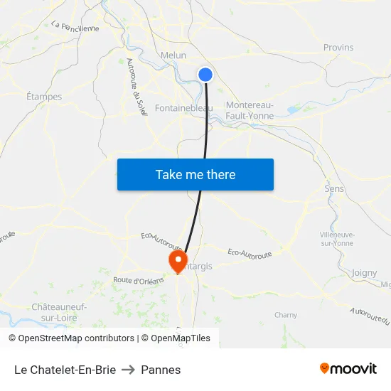 Le Chatelet-En-Brie to Pannes map