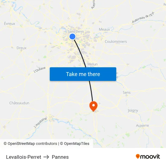 Levallois-Perret to Pannes map
