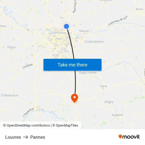 Louvres to Pannes map