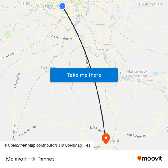 Malakoff to Pannes map