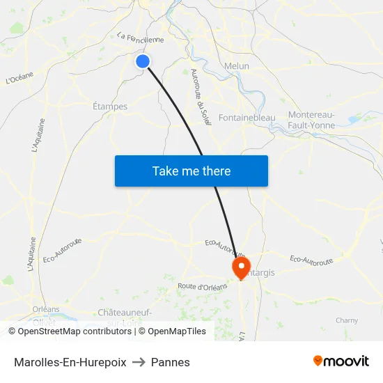 Marolles-En-Hurepoix to Pannes map