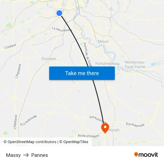 Massy to Pannes map