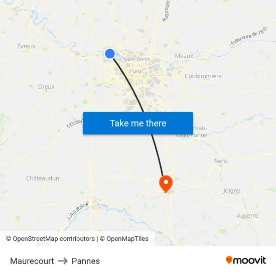 Maurecourt to Pannes map