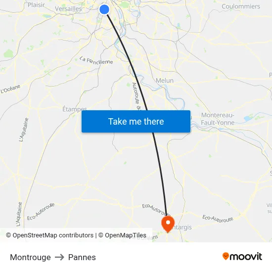 Montrouge to Pannes map
