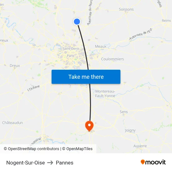 Nogent-Sur-Oise to Pannes map