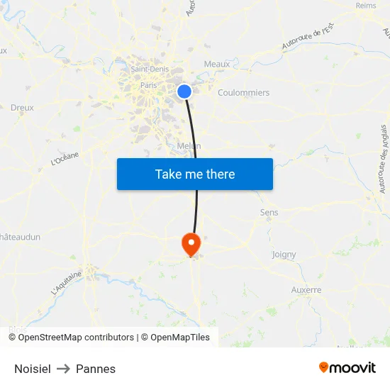 Noisiel to Pannes map